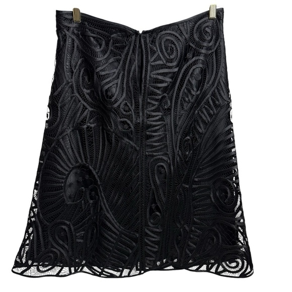 Lafayette 148 Witchy Black Skirt Size 12P 100% Silk Lace Embroidered Whimsigoth - Picture 9 of 11